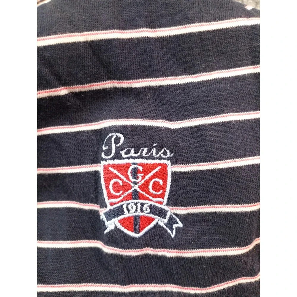 Cutter & Buck Paris Golf Club Striped Polo Shirt Men's XL Navy Pink